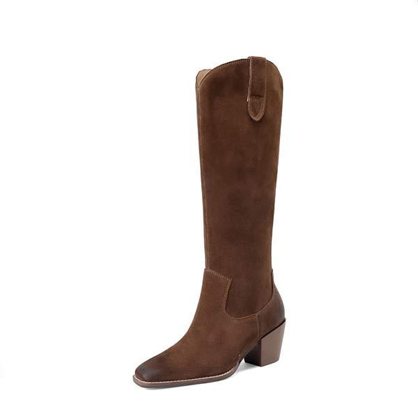 Women's Fashionable Suede High-Heel Knee-High Riding Boots 65946640C