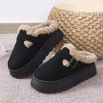 Women's Platform Fuzzy Strap Warm Slippers 43191304C