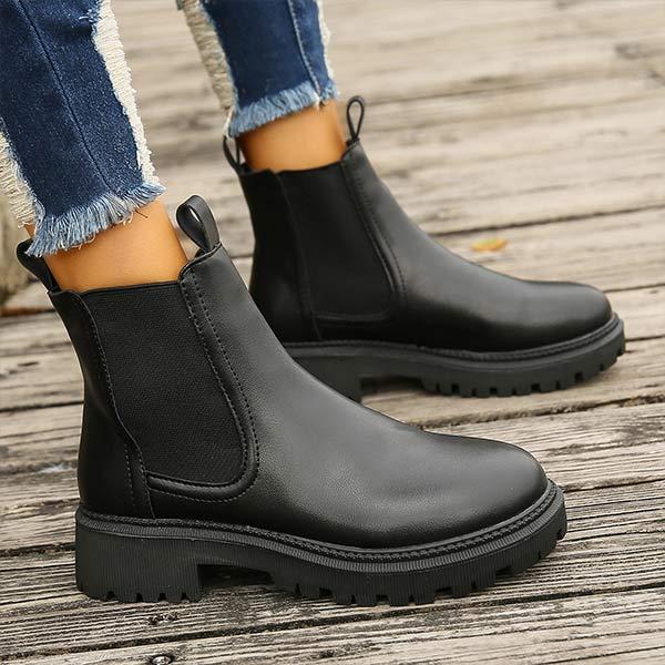 Women's Thick Sole Fashion Cigarette Bootie with Fleece Lining 18105875C