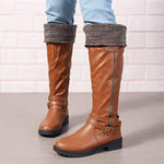 Women's Vintage Low Heel Knee-High Boots 55794092C