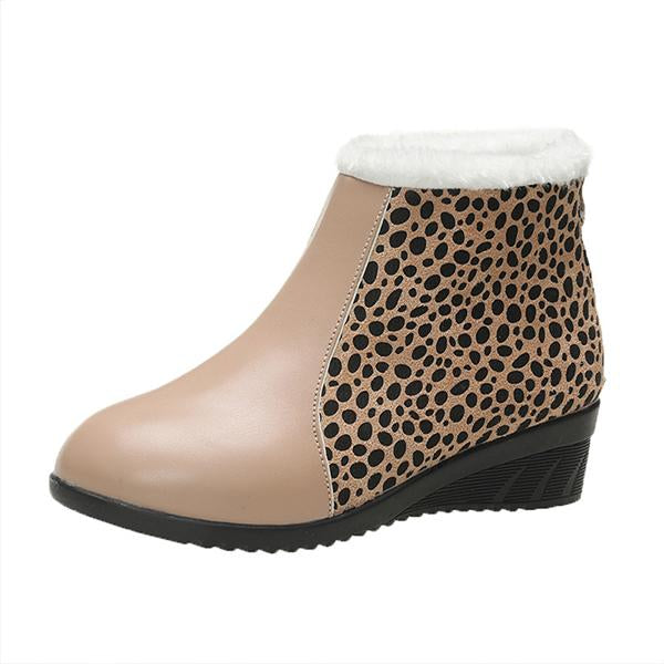 Women's Casual Wedge Leopard Ankle Boots 57686227S