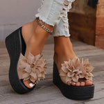 Women's Platform Wedge Sandals with Floral Embellishments 13853246C
