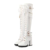 Women's Fashion Buckle Lace-Up Over-The-Knee Boots 72627014S