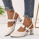 Women's Closed-Toe Mid-Heel Block Heel Ankle Strap Sandals 77780016C