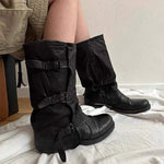 Women's Genuine Leather Buckle Slouch Boots 52773520C