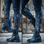 Women's Retro Side-Zip Chunky Heel Knee-High Boots 86532080C