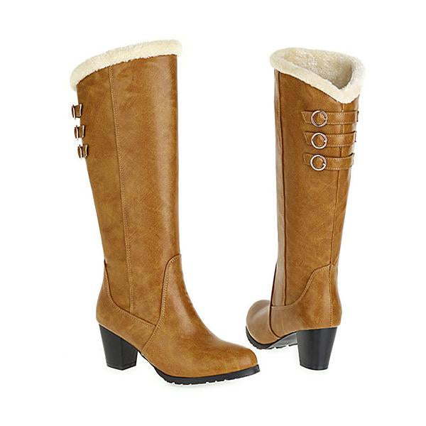 Women's Casual High Snow Boots Thick Heel Rider Boots 69166073S
