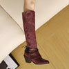 Women's Fashion Lace Up Chunky Heel Knee High Rider Boots 96479483S