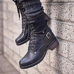 Women's Mid-Heeled Lace-Up Ankle Martin Boots 05053190C