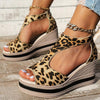 Women's Leopard Back Zipper Wedge Sandals 08185845S