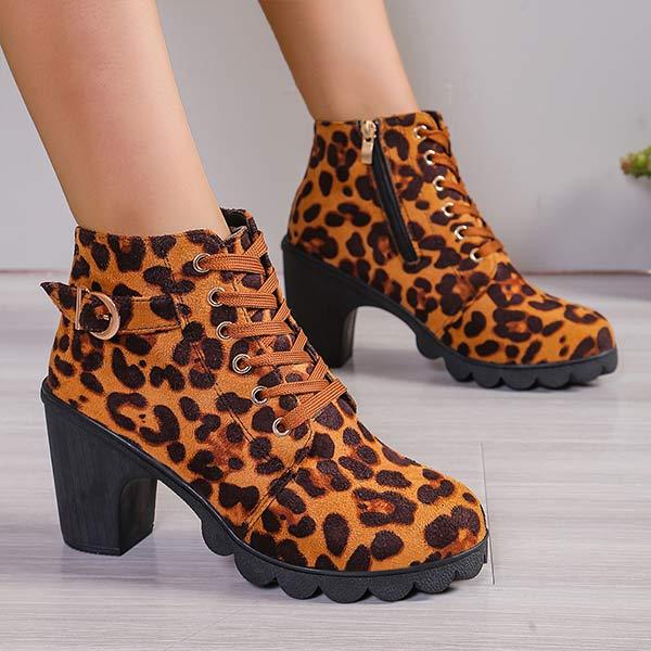 Women's Autumn/Winter Lace-Up Chunky Heel Ankle Boots 10477515C