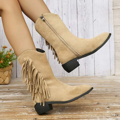 Women's Tassel Pointed-Toe Martin Boots 75638935C