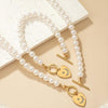 Elegant Imitation Pearl Heart Bracelet Necklace Set 11998780S