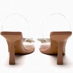 Women's High Heels with Transparent Straps, Bow, and Rhinestones 09827593C