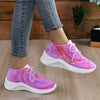 Women's Knitted Patchwork Round-Toe Lace-Up Athletic Shoes 42597016C