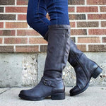 Women's Round Toe Low Heel High Shaft Riding Boots 55203721C