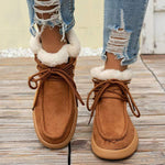 Women's Fleece-Lined Lace-Up Warm Thick-Soled Short Boots 63821606C