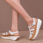 Women's Soft Sole Buckle Hollow Retro Platform Shoes 12466779C