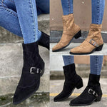 Women's Pointed Toe Chunky Heel Low Fashion Boots 65150944C