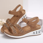 Women's Casual Rhinestone Velcro Wedge Sandals 63156834S