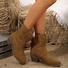 Women's Embroidered Chunky Heel Western Cowboy Ankle Boots 35173267C