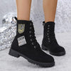 Women's Casual Badge Icon Suede Martin Boots 62422924S