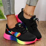 Women's Rainbow Love Knit Gradient Fly Knit Sneakers 50548406S