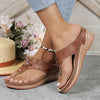 Women's Fashionable Flower Wedge Beach Flip-Flops 54906965S