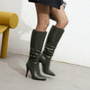 Women's Pointed Toe Ruched Knee-High Boots 80757483C