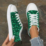 Women's Round-Toe Flat-Soled Lace-Up Sequined Casual Shoes 12179493C