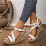 Women's Wedge Heel Peep-toe Platform Sandals with Stud Embellishments 52064474C