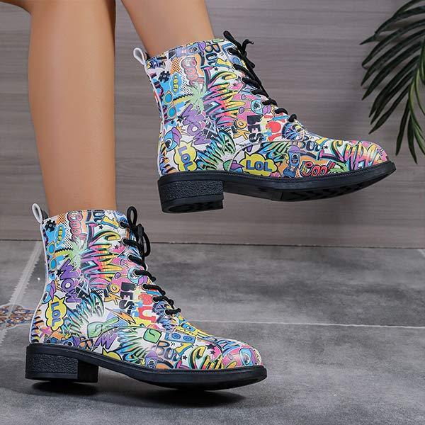 Women's Printed Block-Heel Lace-Up Ankle Boots 52538150C