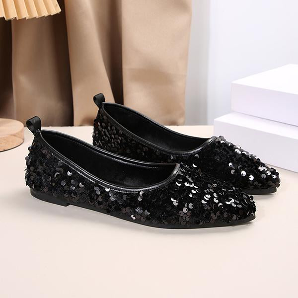 Women's Fashionable Sequined Slip-On Flats 07143243S