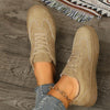 Women's Flat-Soled Lace-Up Suede Casual Sneakers 23828585S