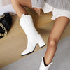 Women's Retro Fashion Square Toe Chunk Heel Mid-calf Boots 28319977S