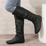 Women's Side Zipper Ruched Slouchy Mid-Calf Boots 11903816C