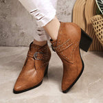 Women's High Heel Chunky Heel Western Ankle Boots 27483865C