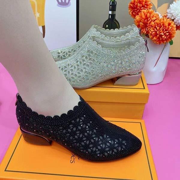 Women's Mesh Rhinestone Breathable Flats 94739853C