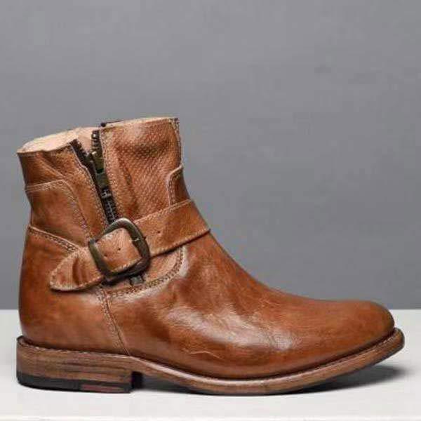 Women's Low Heel Square Toe Short Martin Boots 78133924C