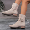 Women's Casual Belt Buckle Pleated Ankle Boots 06267018S