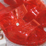Women's Crystal Flower Rhinestone Wedge Slippers 42023754C