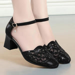 Women's Casual Mesh Rhinestone Block Heel Sandals 08352022S