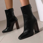 Women's Pointed-Toe Color-Block Chunky Heel Ankle Boots 81846084C