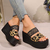 Women's Casual Simple Leopard Print Wedge Slippers 14948419C