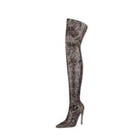 Women's Snake-Print Over-the-Knee Stiletto Boots with Back Zipper 96080466C