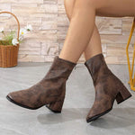 Women's Chunky Heel Ankle Boots with Back Zipper 25135162C