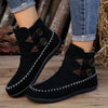 Women's Casual Button Decorated Flat Short Boots 12650193S
