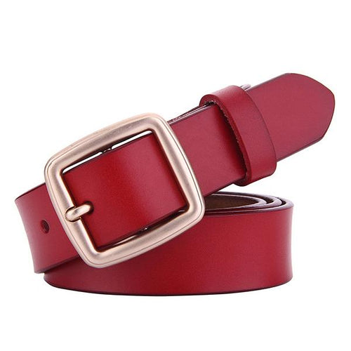 Women's All-match Square Pin Buckle Leather Solid Color Belt 52567347C