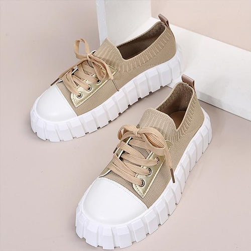 Women's Casual Thick Sole Flyweave Lace-up Sneakers 80434883S