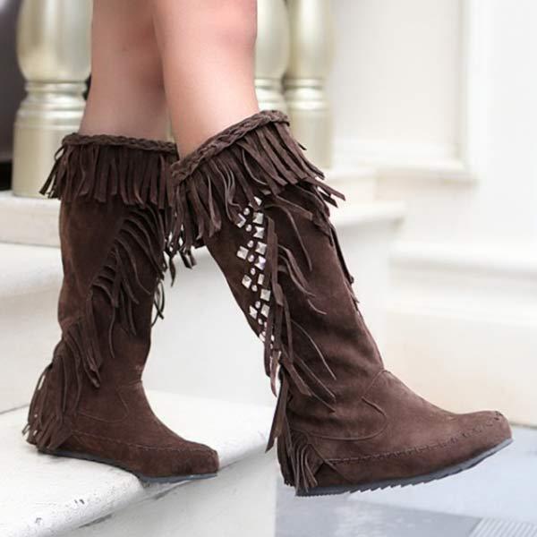 Women's Vintage Tassel Knee-High Boots 78225513C